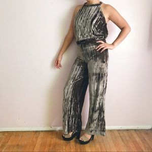 Taupe Pleated Velvet Top and Bottoms